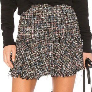 LPA Skirt 595 - Metallic Tweed Drop Waist Skirt Black Blue Coral XL